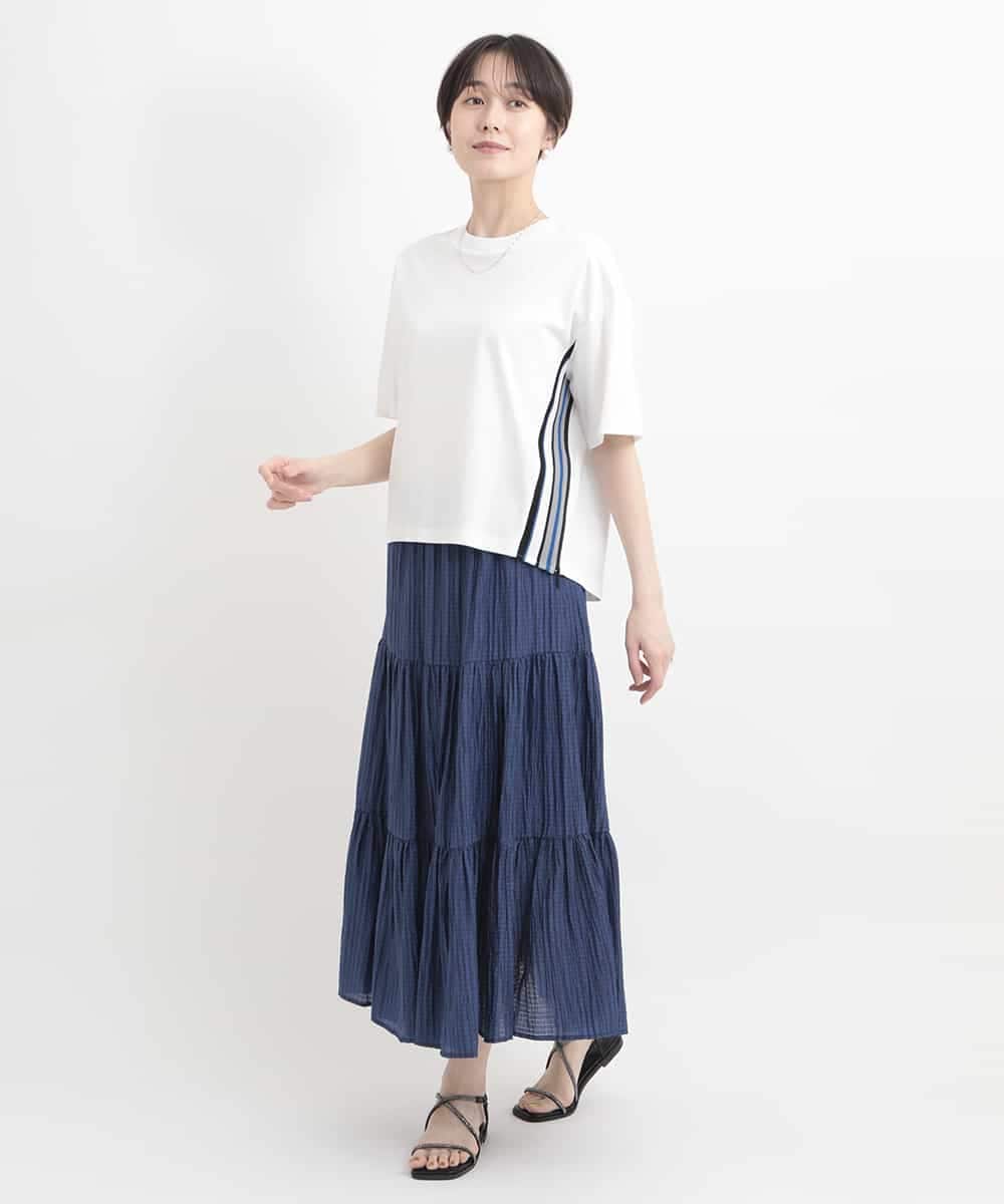 ZMKGB26119 al'aise modulation(アレーズモジュレーション) 【洗える】配色リブジップデザインTシャツ ホワイト