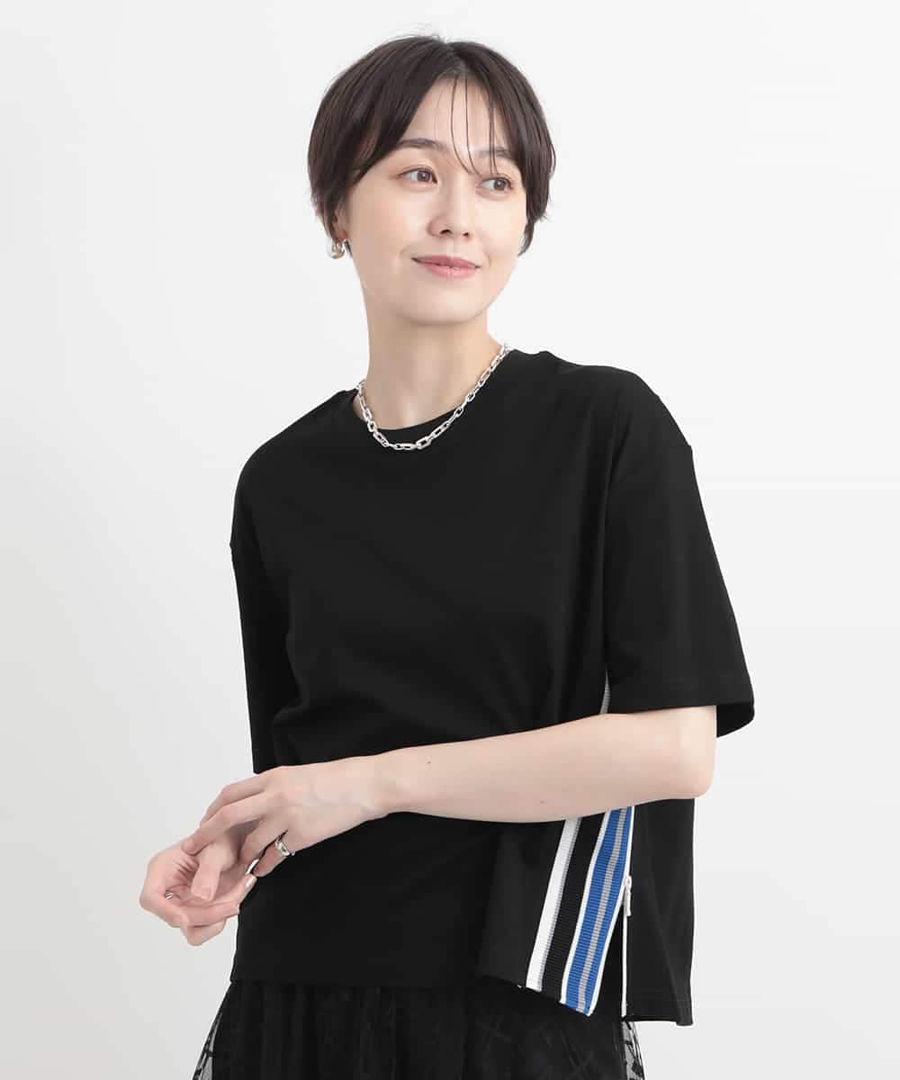 ZMKGB26119 al'aise modulation(アレーズモジュレーション) 【洗える】配色リブジップデザインTシャツ ブラック