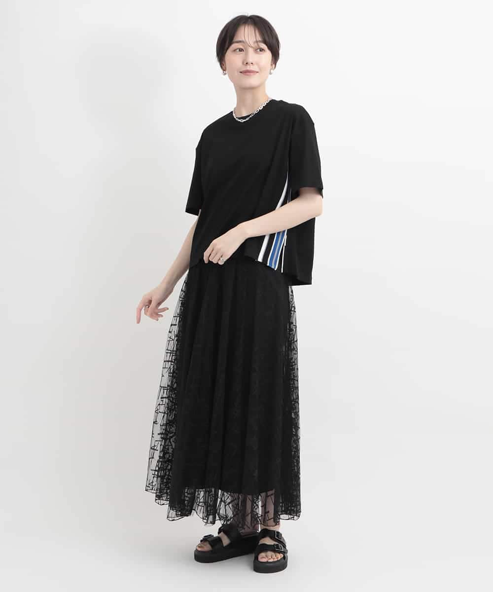 ZMKGB26119 al'aise modulation(アレーズモジュレーション) 【洗える】配色リブジップデザインTシャツ ブラック