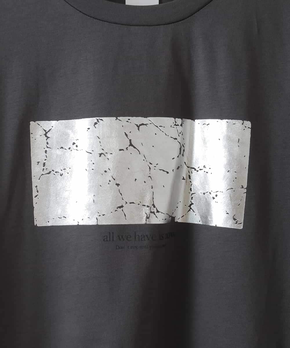 ZMKGB32054 al'aise modulation(アレーズモジュレーション) 【洗える/接触冷感】メタリックプリントTシャツ ダークグレー