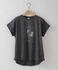 ZMKGB33054 al'aise modulation(アレーズモジュレーション) 【洗える/接触冷感】イラストロゴプリントTシャツ ダークグレー