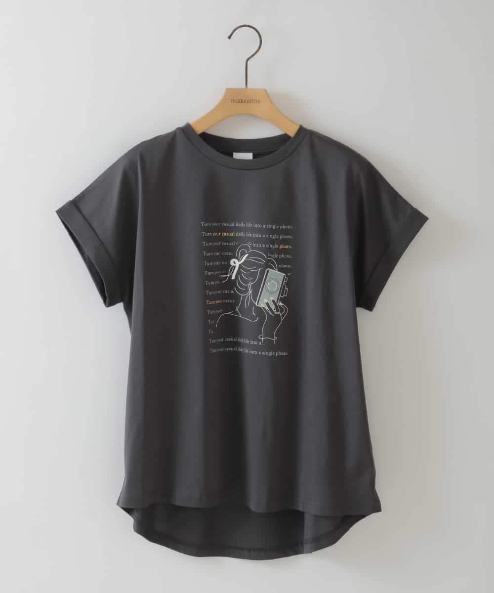 ZMKGB33054 al'aise modulation 【洗える/接触冷感】イラストロゴプリントTシャツ