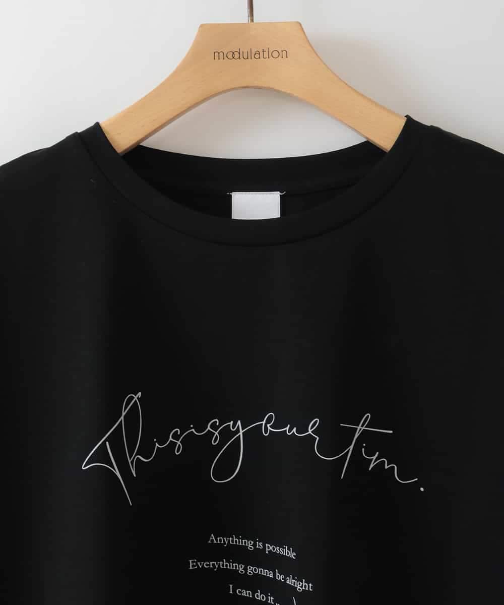 ZMKGB34054 al'aise modulation(アレーズモジュレーション) 【洗える/接触冷感】スクリプトロゴプリントTシャツ ブラック