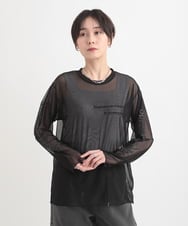 ZMKGB36059 al'aise modulation(アレーズモジュレーション) ロゴ刺繍アクセントシアーカットソー ブラック