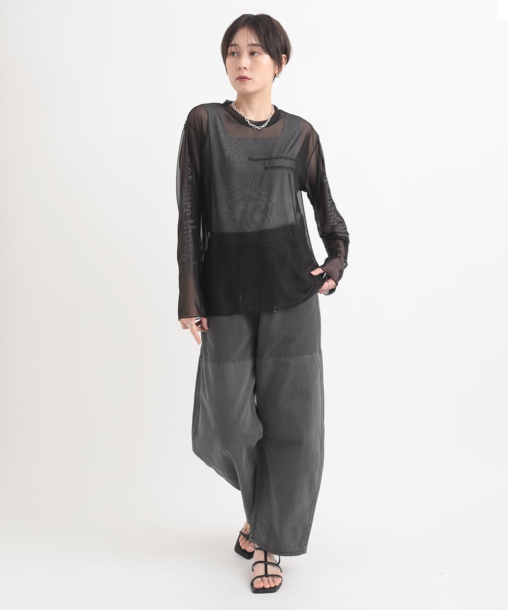 ZMKGB36059 al'aise modulation(アレーズモジュレーション) ロゴ刺繍アクセントシアーカットソー ブラック