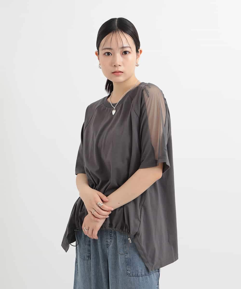 ZMKGB45079 al'aise modulation(アレーズモジュレーション) 切り替えスリーブカットソー グレー