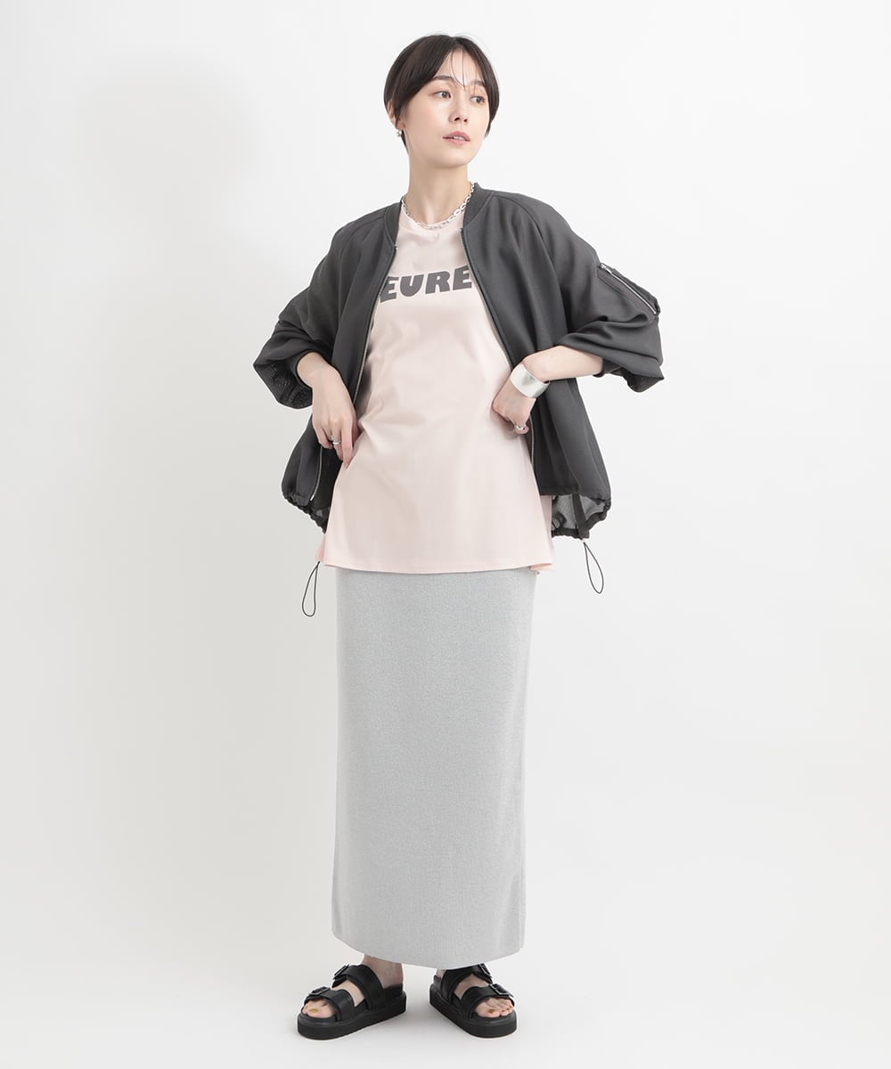 ZMKGB47100 al'aise modulation(アレーズモジュレーション) オーバーサイズロゴプリントTシャツ ライトピンク
