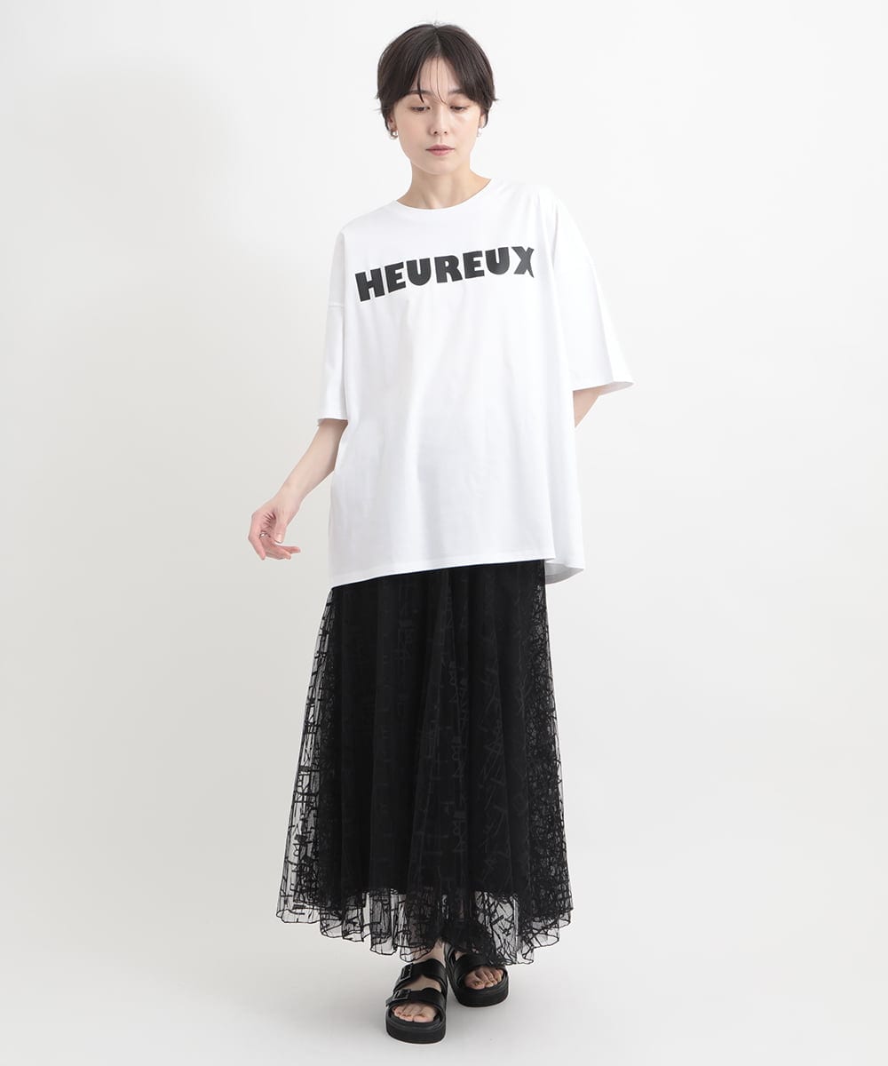 ZMKGB47100 al'aise modulation(アレーズモジュレーション) オーバーサイズロゴプリントTシャツ ホワイト