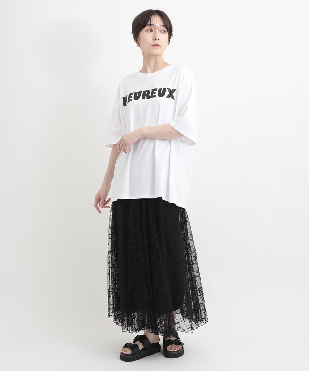 ZMKGB47100 al'aise modulation(アレーズモジュレーション) オーバーサイズロゴプリントTシャツ ホワイト