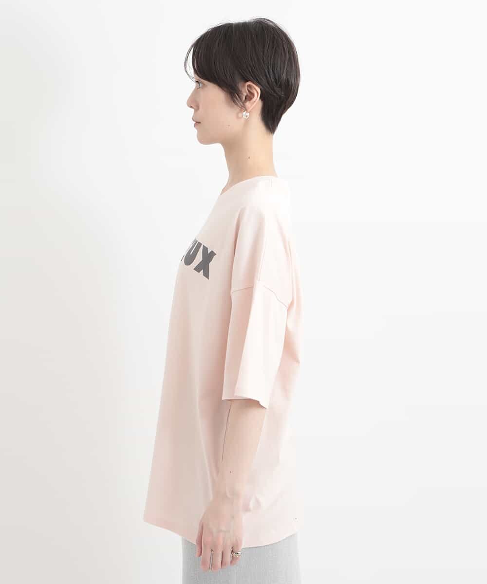 ZMKGB47100 al'aise modulation(アレーズモジュレーション) オーバーサイズロゴプリントTシャツ ライトピンク