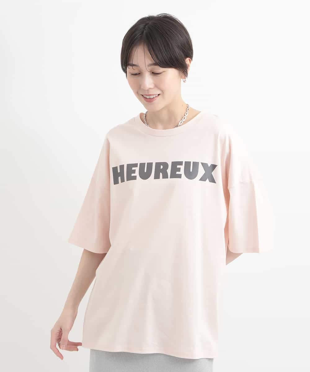 ZMKGB47100 al'aise modulation(アレーズモジュレーション) オーバーサイズロゴプリントTシャツ ライトピンク