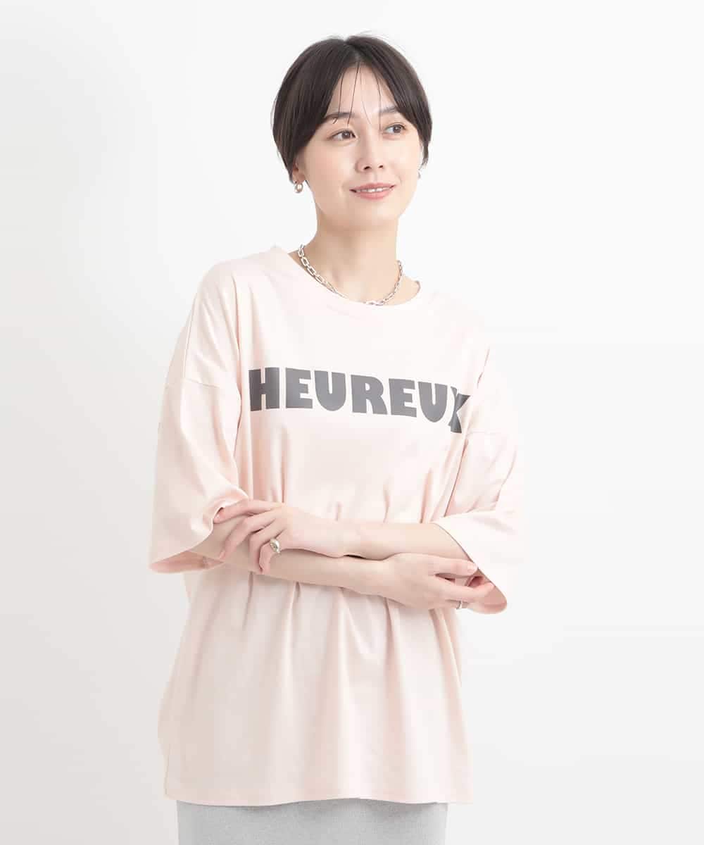 ZMKGB47100 al'aise modulation(アレーズモジュレーション) オーバーサイズロゴプリントTシャツ ライトピンク
