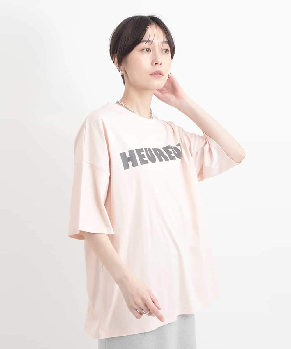ZMKGB47100 al'aise modulation(アレーズモジュレーション) オーバーサイズロゴプリントTシャツ ライトピンク