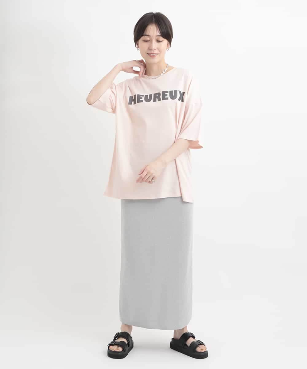 ZMKGB47100 al'aise modulation(アレーズモジュレーション) オーバーサイズロゴプリントTシャツ ライトピンク