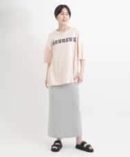 ZMKGB47100 al'aise modulation(アレーズモジュレーション) オーバーサイズロゴプリントTシャツ ライトピンク