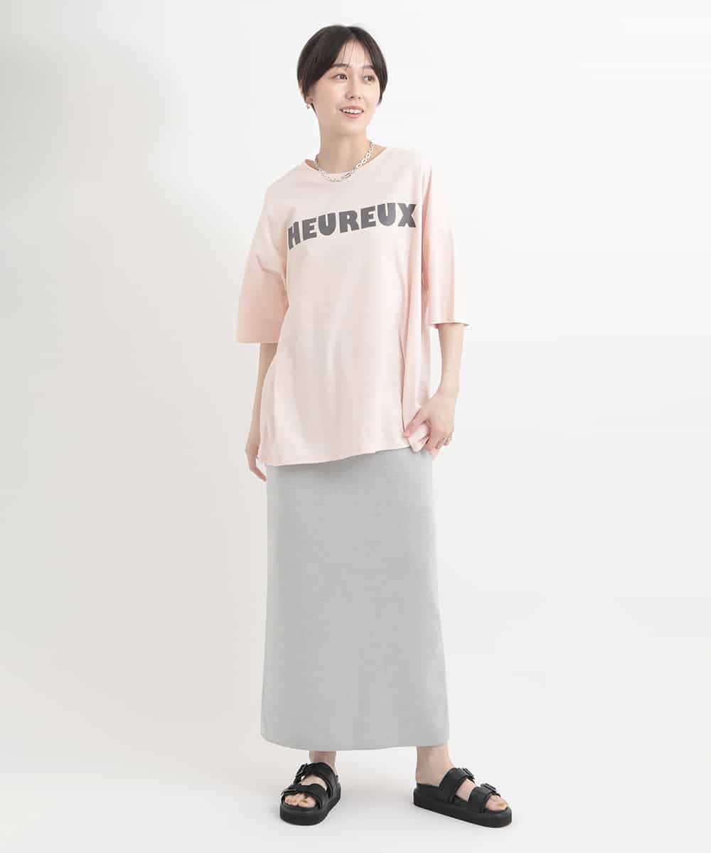 ZMKGB47100 al'aise modulation(アレーズモジュレーション) オーバーサイズロゴプリントTシャツ ライトピンク