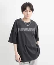 ZMKGB47100 al'aise modulation(アレーズモジュレーション) オーバーサイズロゴプリントTシャツ ダークグレー