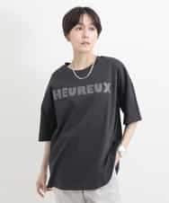 ZMKGB47100 al'aise modulation(アレーズモジュレーション) オーバーサイズロゴプリントTシャツ ダークグレー