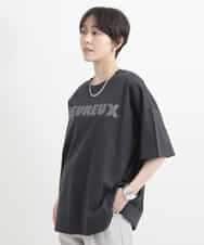 ZMKGB47100 al'aise modulation(アレーズモジュレーション) オーバーサイズロゴプリントTシャツ ダークグレー