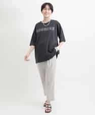 ZMKGB47100 al'aise modulation(アレーズモジュレーション) オーバーサイズロゴプリントTシャツ ダークグレー