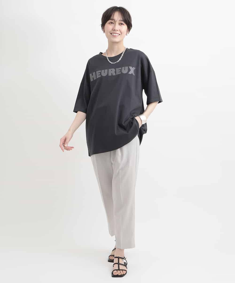 ZMKGB47100 al'aise modulation(アレーズモジュレーション) オーバーサイズロゴプリントTシャツ ダークグレー