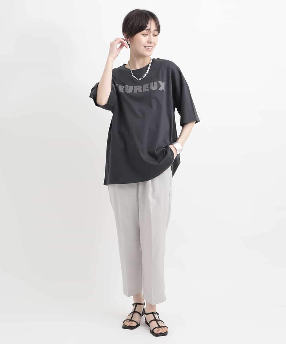 ZMKGB47100 al'aise modulation(アレーズモジュレーション) オーバーサイズロゴプリントTシャツ ダークグレー