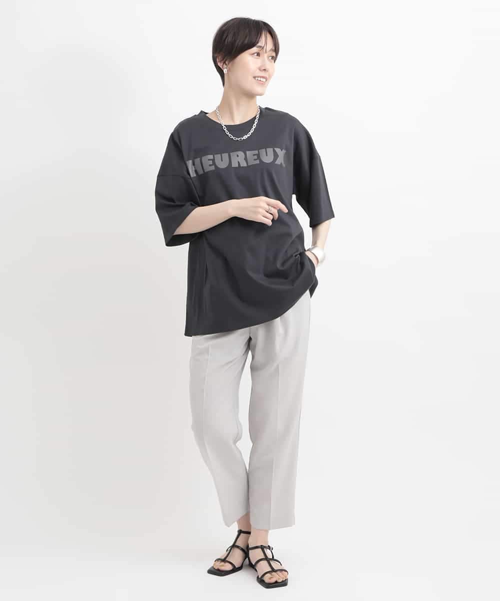ZMKGB47100 al'aise modulation(アレーズモジュレーション) オーバーサイズロゴプリントTシャツ ダークグレー