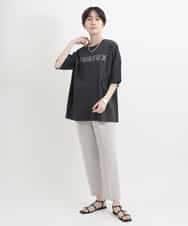 ZMKGB47100 al'aise modulation(アレーズモジュレーション) オーバーサイズロゴプリントTシャツ ダークグレー