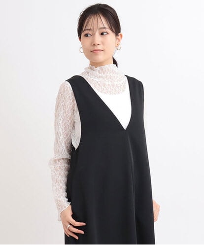 ZMKGB48080 al'aise modulation レース刺繍ハイネックプルオーバー
