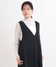 ZMKGB48080 al'aise modulation(アレーズモジュレーション) レース刺繍ハイネックプルオーバー ホワイト