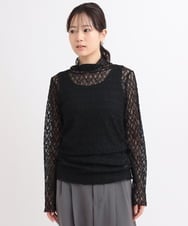 ZMKGB48080 al'aise modulation(アレーズモジュレーション) レース刺繍ハイネックプルオーバー ブラック