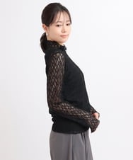 ZMKGB48080 al'aise modulation(アレーズモジュレーション) レース刺繍ハイネックプルオーバー ブラック