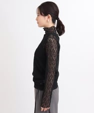 ZMKGB48080 al'aise modulation(アレーズモジュレーション) レース刺繍ハイネックプルオーバー ブラック