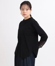 ZMKGB49090 al'aise modulation(アレーズモジュレーション) 袖チュールジョイントプルオーバー ブラック