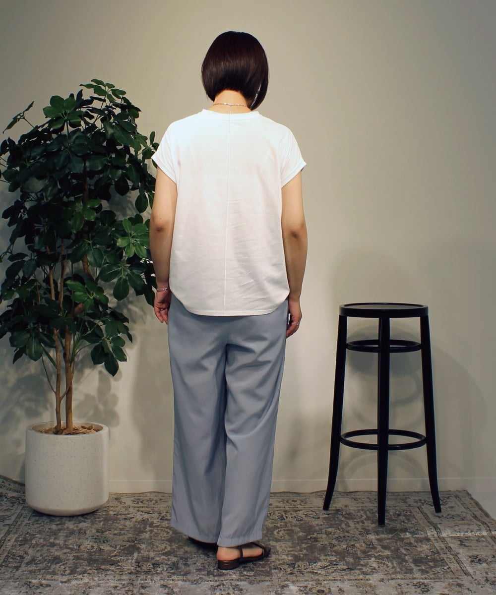 ZMKGB56089 al'aise modulation(アレーズモジュレーション) 【日本製】アートプリントフレンチスリーブTシャツ ホワイト