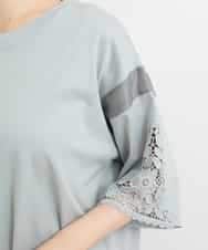 ZMKGB62098 al'aise modulation(アレーズモジュレーション) 刺繍アクセントデザインスリーブカットソー グリーン