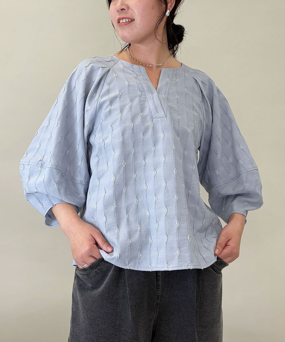 ZMKGE11085 al'aise modulation 【洗える】立体スリーブスキッパーブラウス