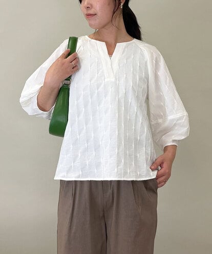 ZMKGE11085 al'aise modulation 【洗える】立体スリーブスキッパーブラウス