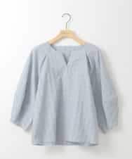ZMKGE11085 al'aise modulation(アレーズモジュレーション) 【洗える】立体スリーブスキッパーブラウス ライトブルー