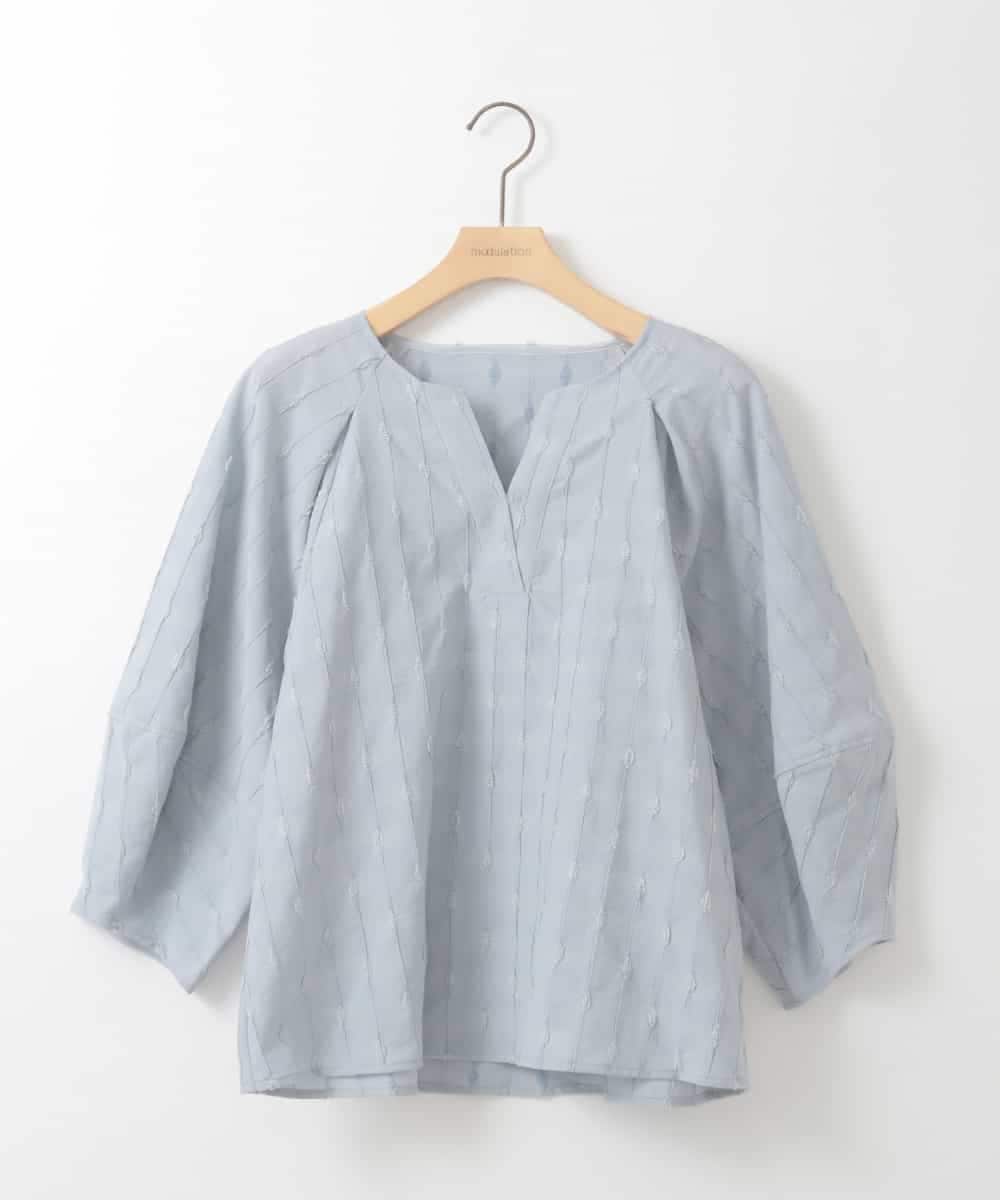 ZMKGE11085 al'aise modulation(アレーズモジュレーション) 【洗える】立体スリーブスキッパーブラウス ライトブルー