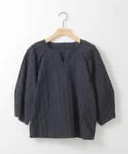 ZMKGE11085 al'aise modulation(アレーズモジュレーション) 【洗える】立体スリーブスキッパーブラウス ネイビー