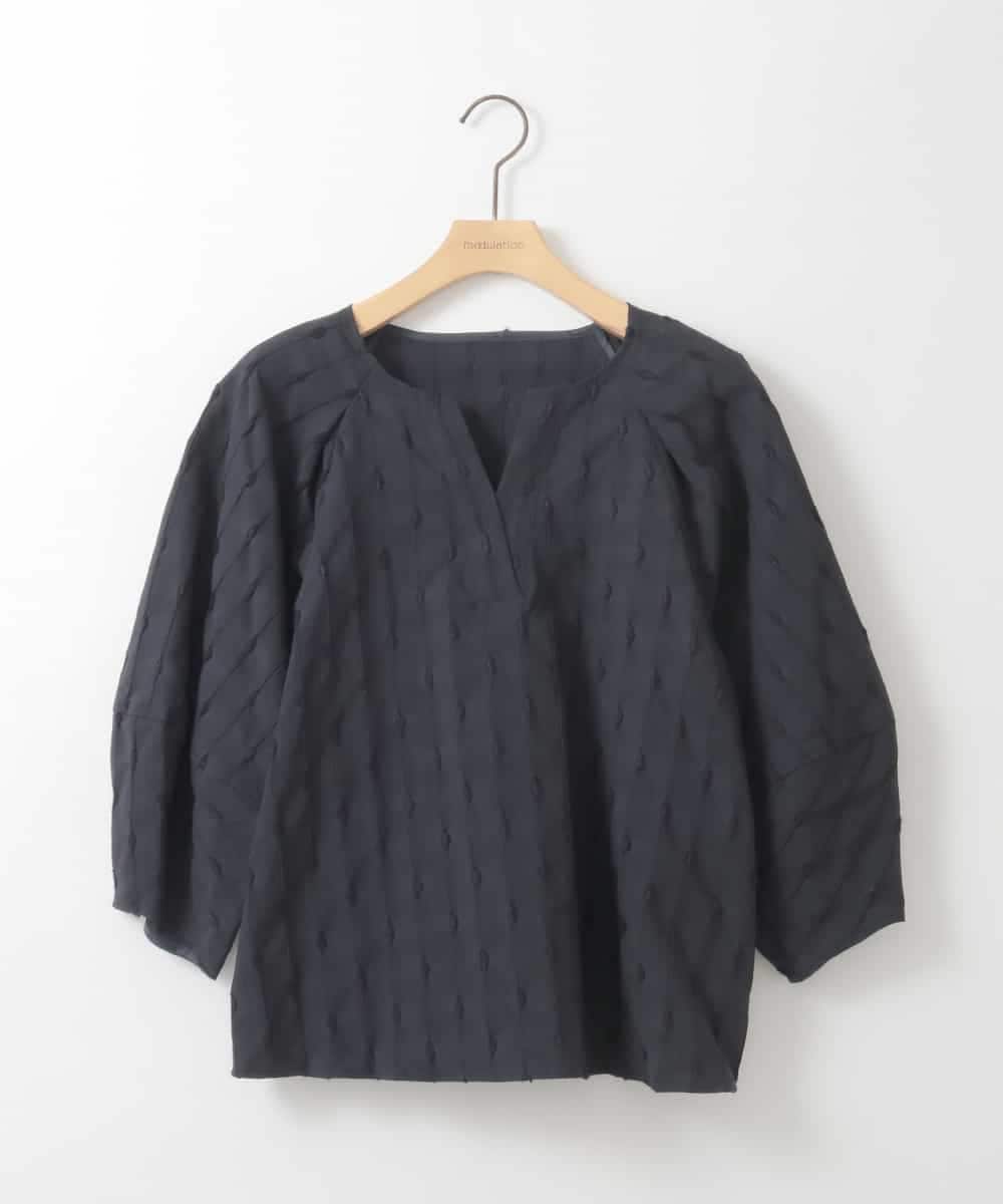 ZMKGE11085 al'aise modulation(アレーズモジュレーション) 【洗える】立体スリーブスキッパーブラウス ネイビー