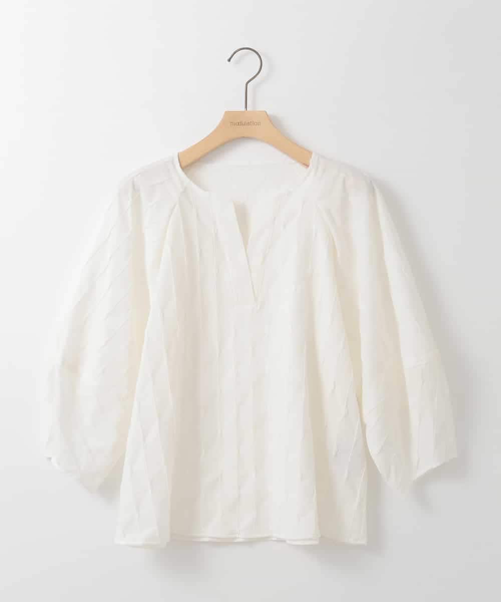 ZMKGE11085 al'aise modulation(アレーズモジュレーション) 【洗える】立体スリーブスキッパーブラウス ホワイト