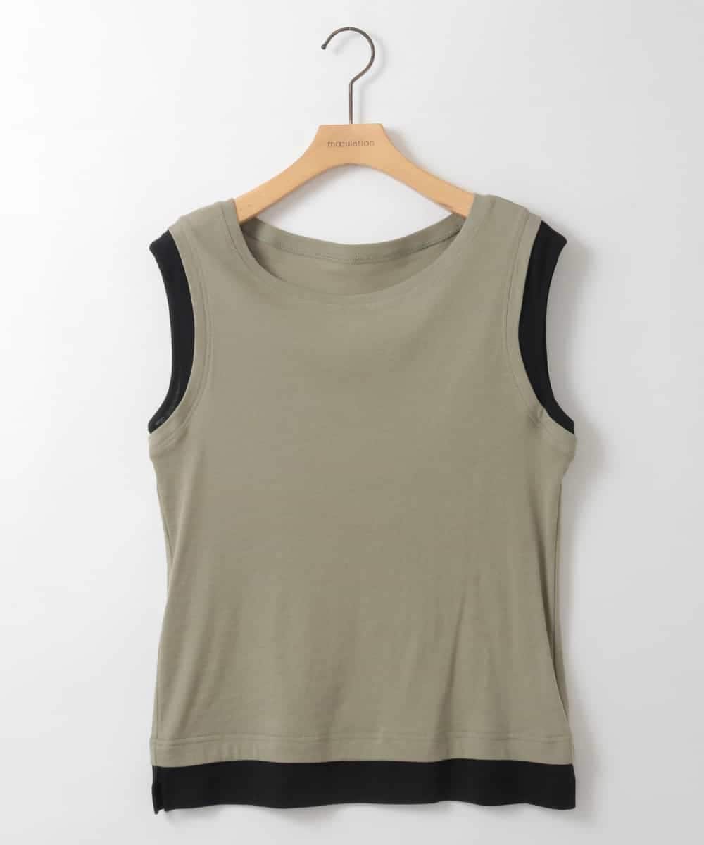 ZMKGE13079 al'aise modulation(アレーズモジュレーション) レイヤード風ソフトタンクトップ カーキ