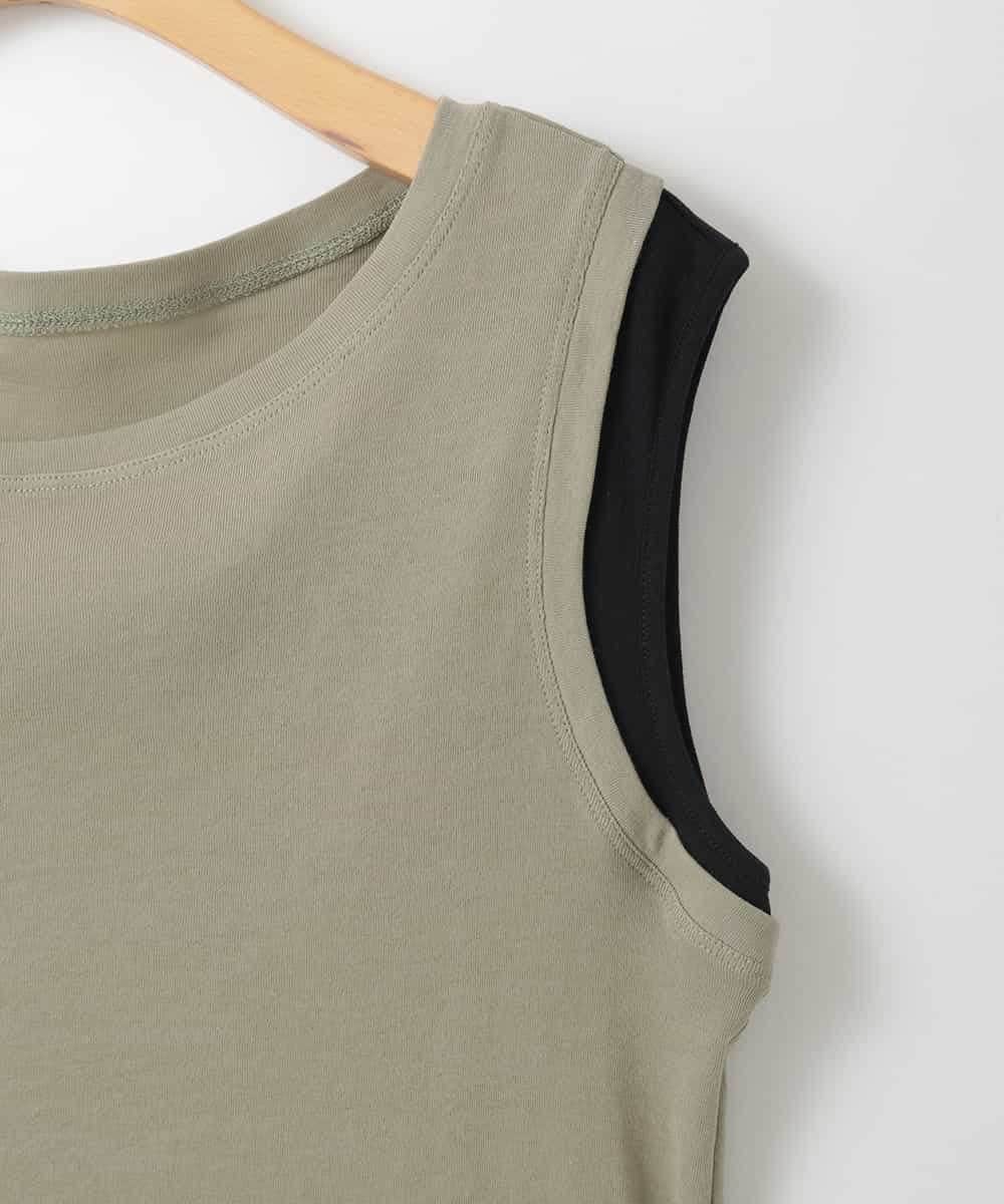 ZMKGE13079 al'aise modulation(アレーズモジュレーション) レイヤード風ソフトタンクトップ カーキ