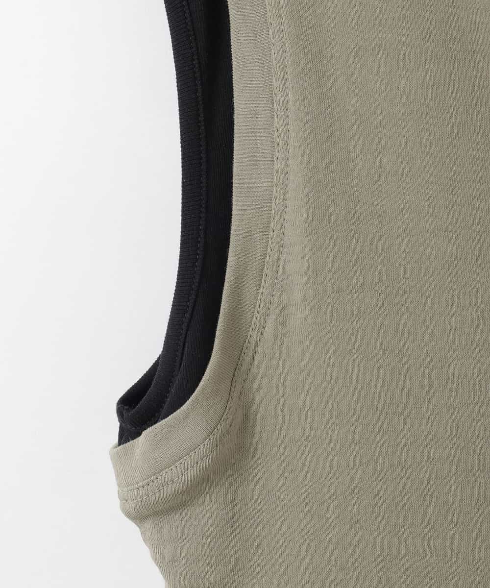 ZMKGE13079 al'aise modulation(アレーズモジュレーション) レイヤード風ソフトタンクトップ カーキ