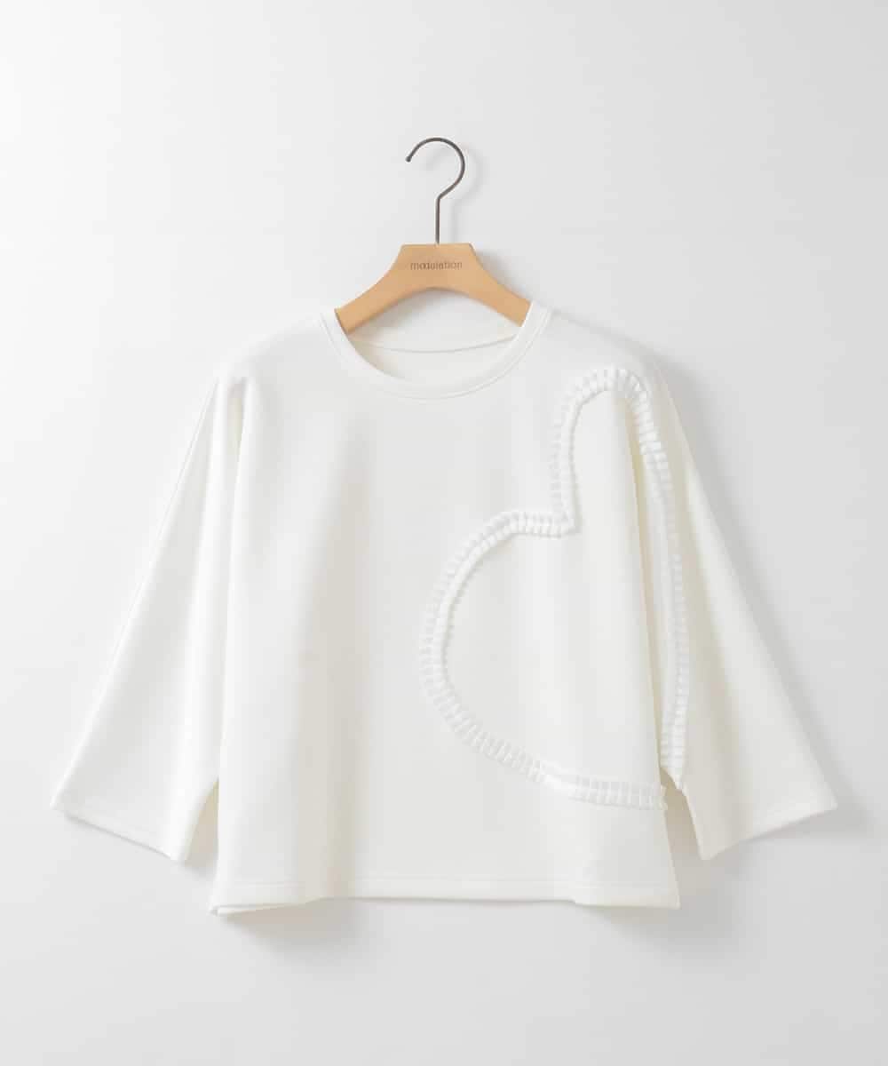 ZMKGE15089 al'aise modulation(アレーズモジュレーション) ハートモチーフプルオーバー ホワイト