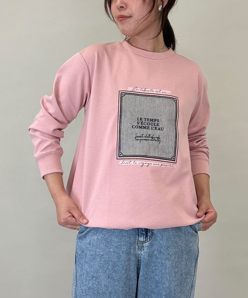 ZMKGE17098 al'aise modulation(アレーズモジュレーション) 額縁刺繍ロゴポンチカットソー ピンク