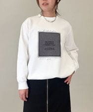 ZMKGE17098 al'aise modulation(アレーズモジュレーション) 額縁刺繍ロゴポンチカットソー ホワイト