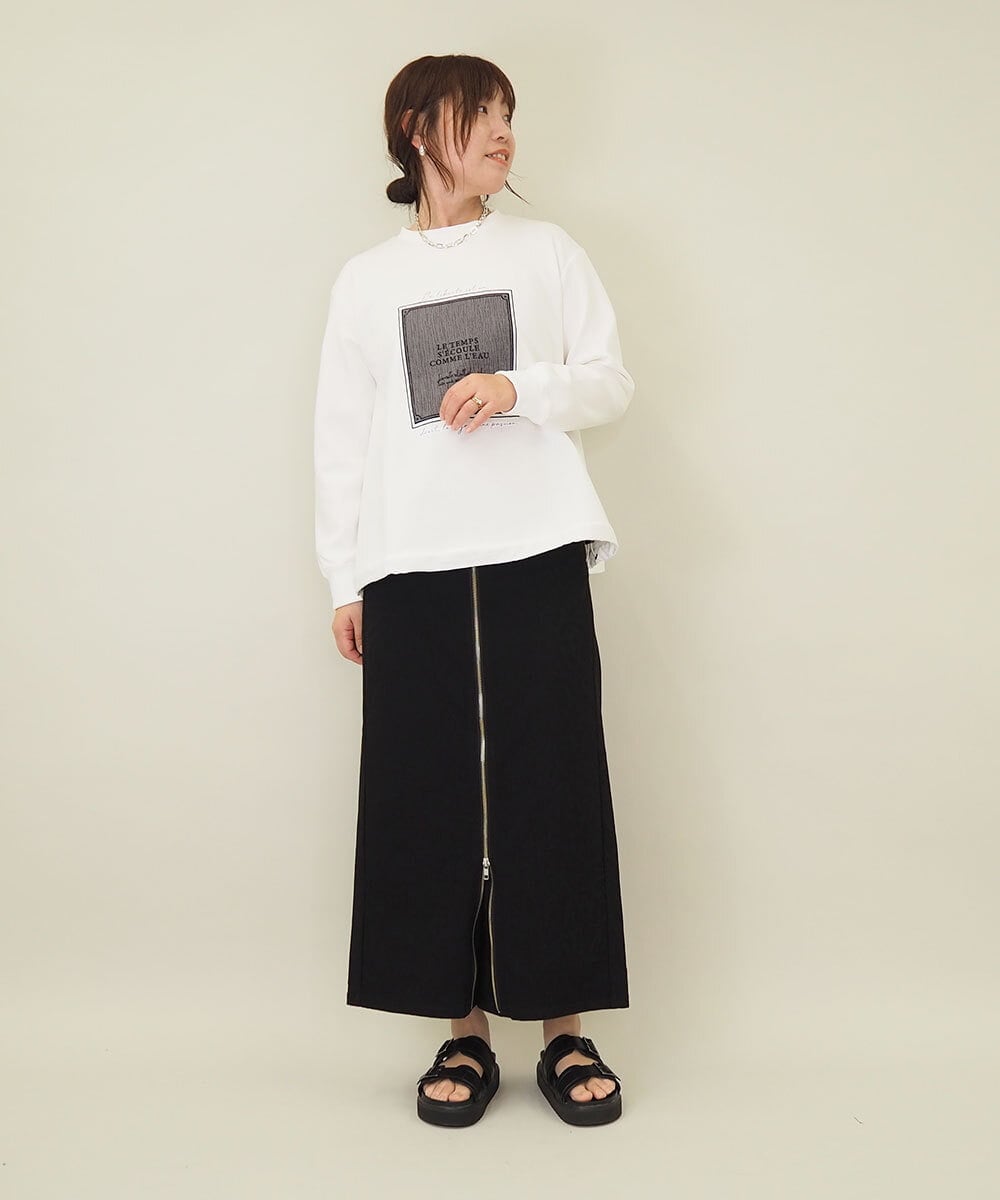 ZMKGE17098 al'aise modulation(アレーズモジュレーション) 額縁刺繍ロゴポンチカットソー ホワイト